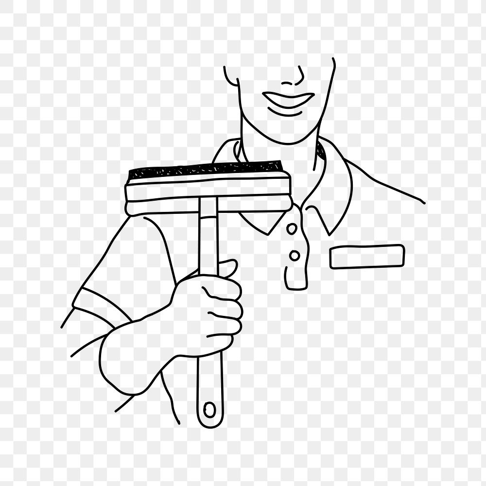 PNG window cleaning service doodle illustration, transparent background