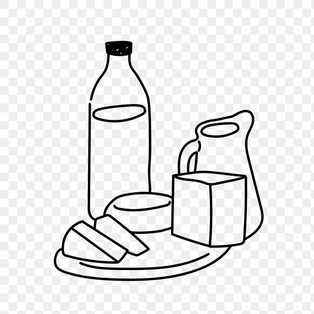 PNG dairy products doodle illustration, transparent background