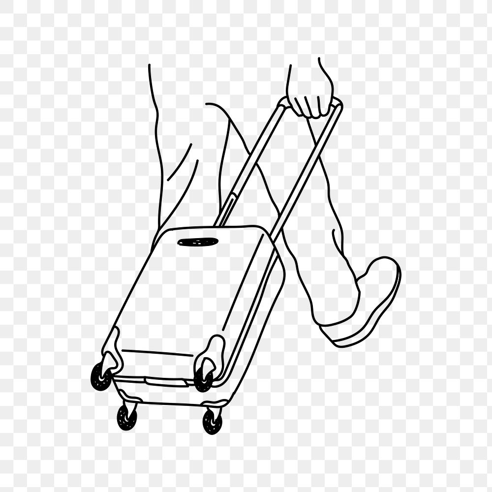 PNG travel luggage doodle illustration, transparent background