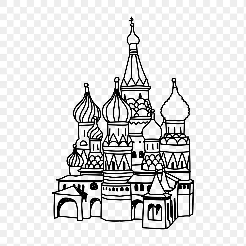 PNG St Basil&rsquo;s Cathedral Russia doodle illustration, transparent background