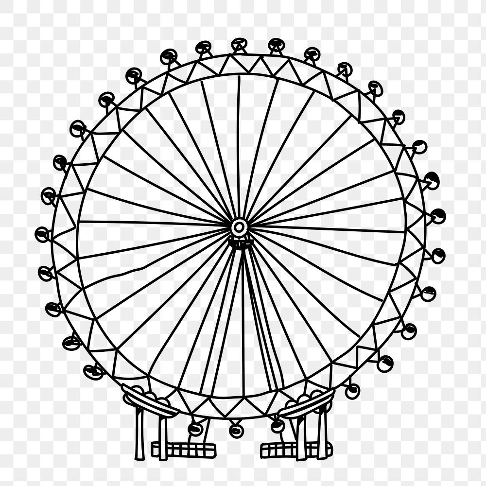 PNG Ferris wheel amusement park doodle illustration, transparent background