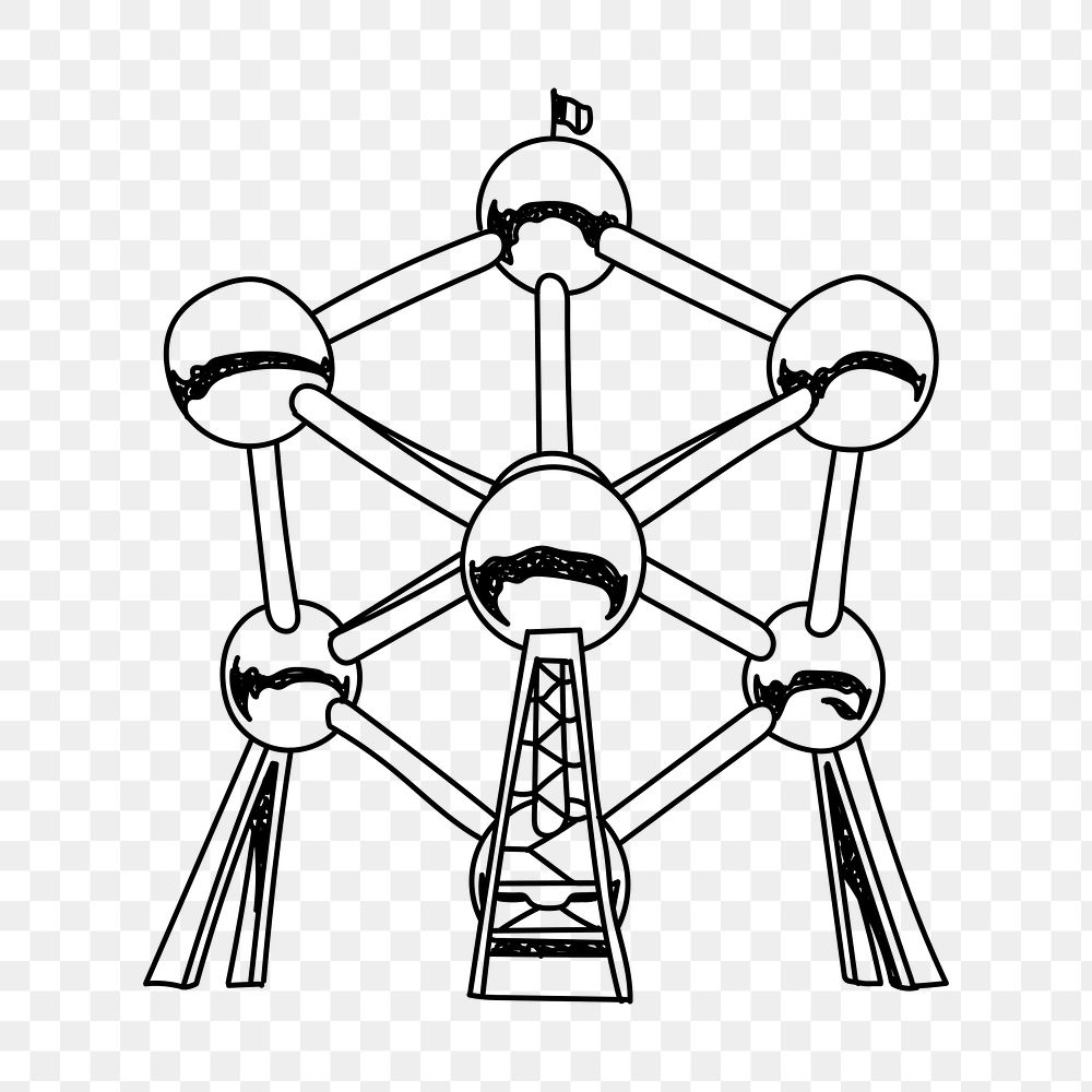 PNG Atomium Belgium doodle illustration, transparent background