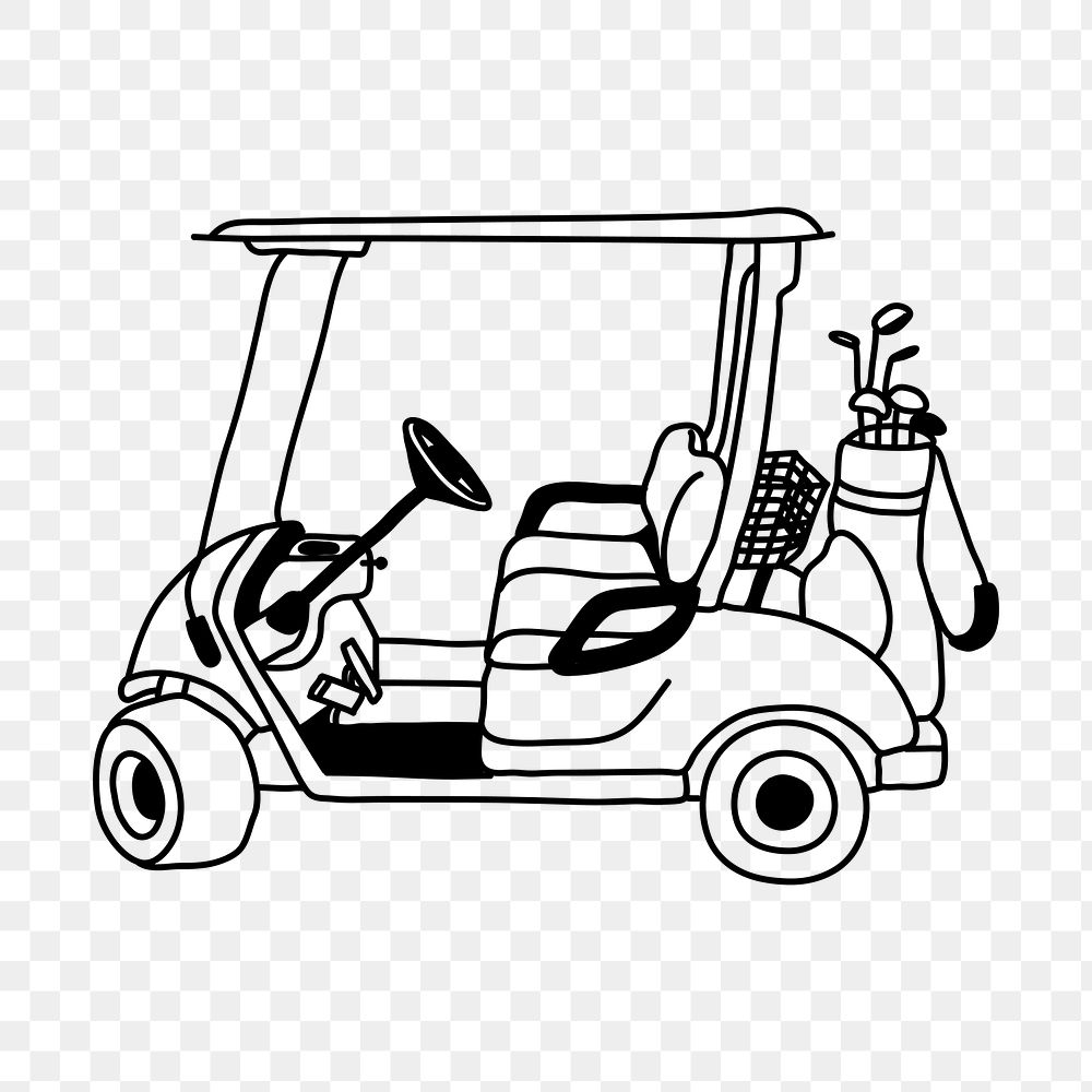 PNG golf cart doodle illustration, transparent background