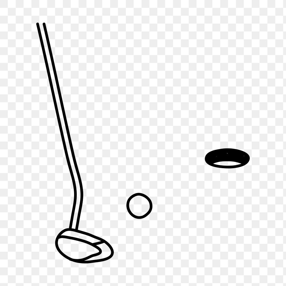 PNG playing golf doodle illustration, transparent background