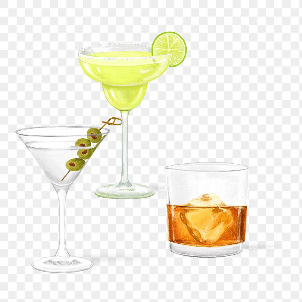 PNG Whiskey, cocktails, alcoholic beverage illustration, transparent background