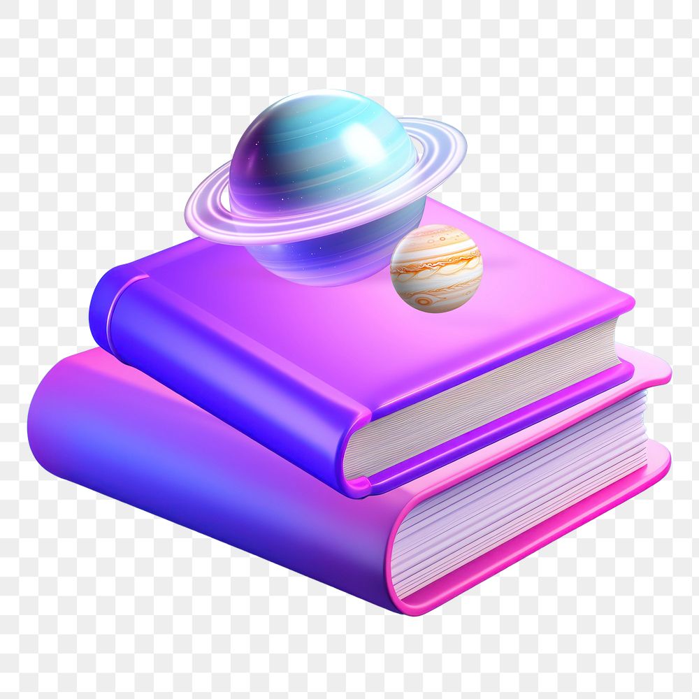 3D purple astronomy book, education design