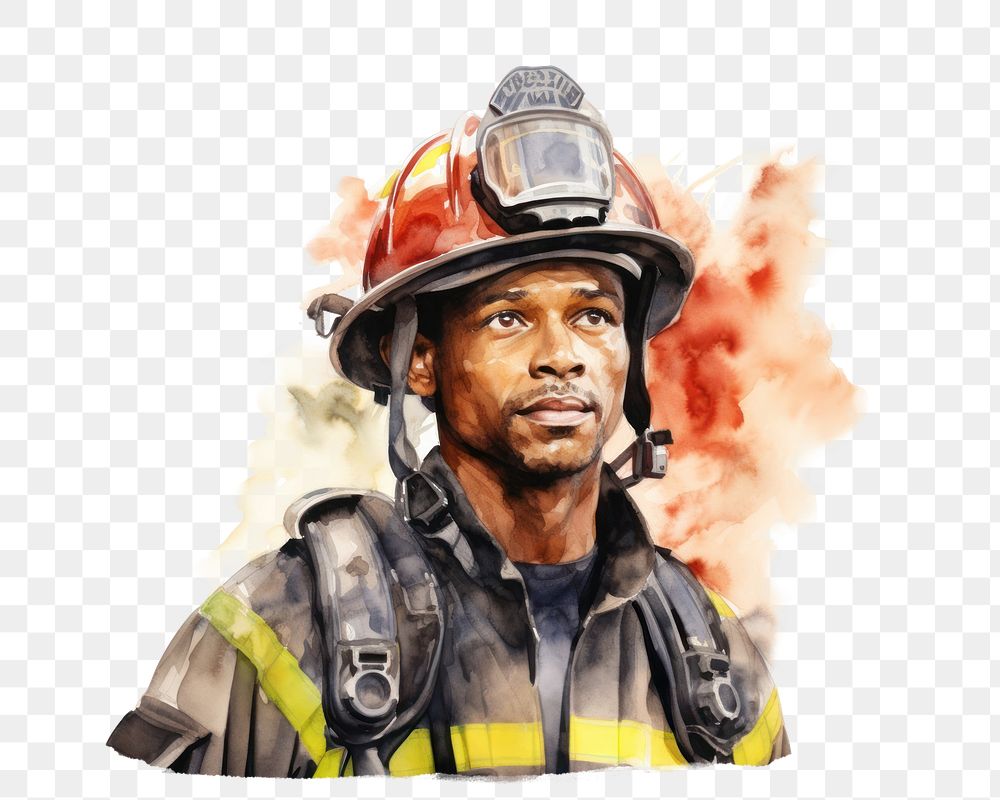PNG Portrait helmet adult extinguishing. AI generated Image by rawpixel.