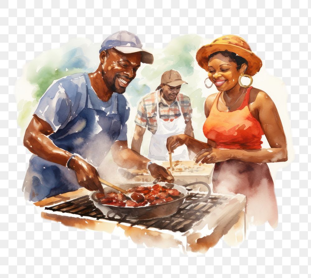 PNG Grilling cooking adult food. AI generated Image by rawpixel.