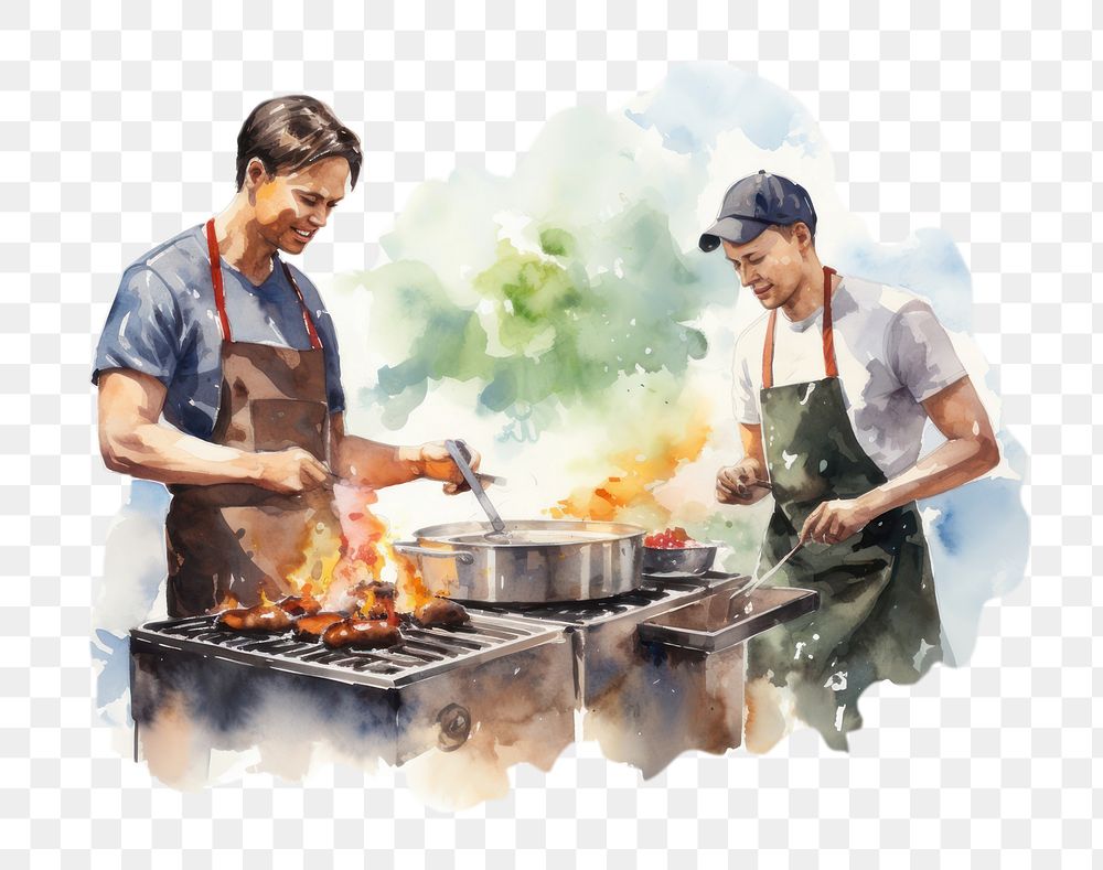 PNG Cooking adult food togetherness. AI generated Image by rawpixel.