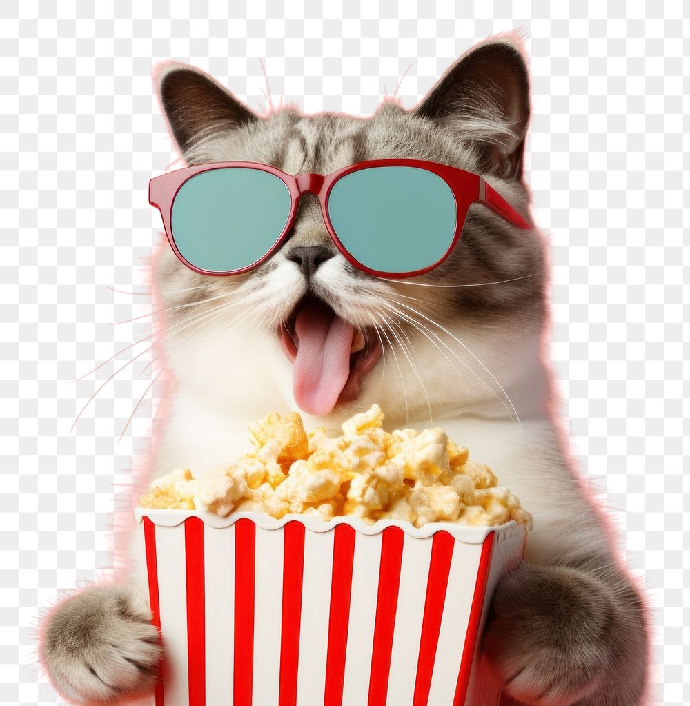 PNG Glasses popcorn mammal snack. AI generated Image by rawpixel.