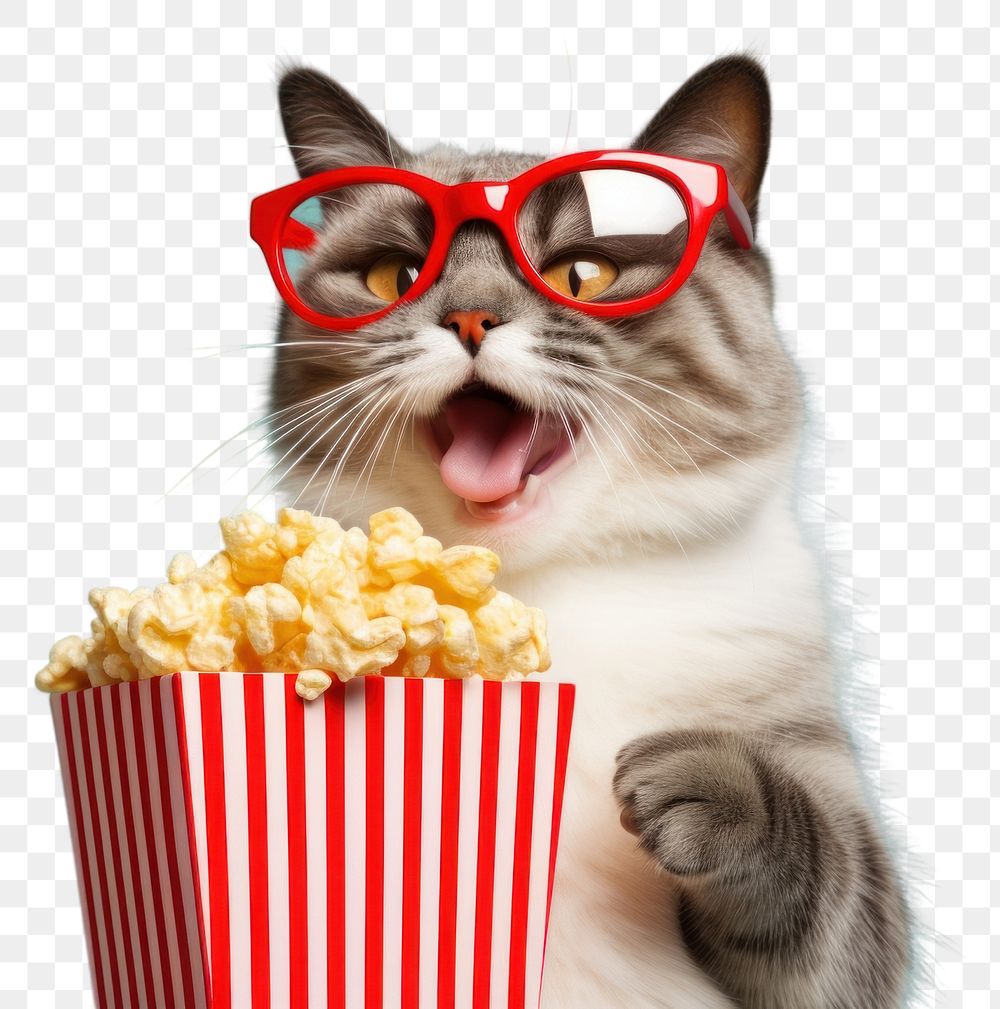 PNG Glasses popcorn mammal animal. AI generated Image by rawpixel.