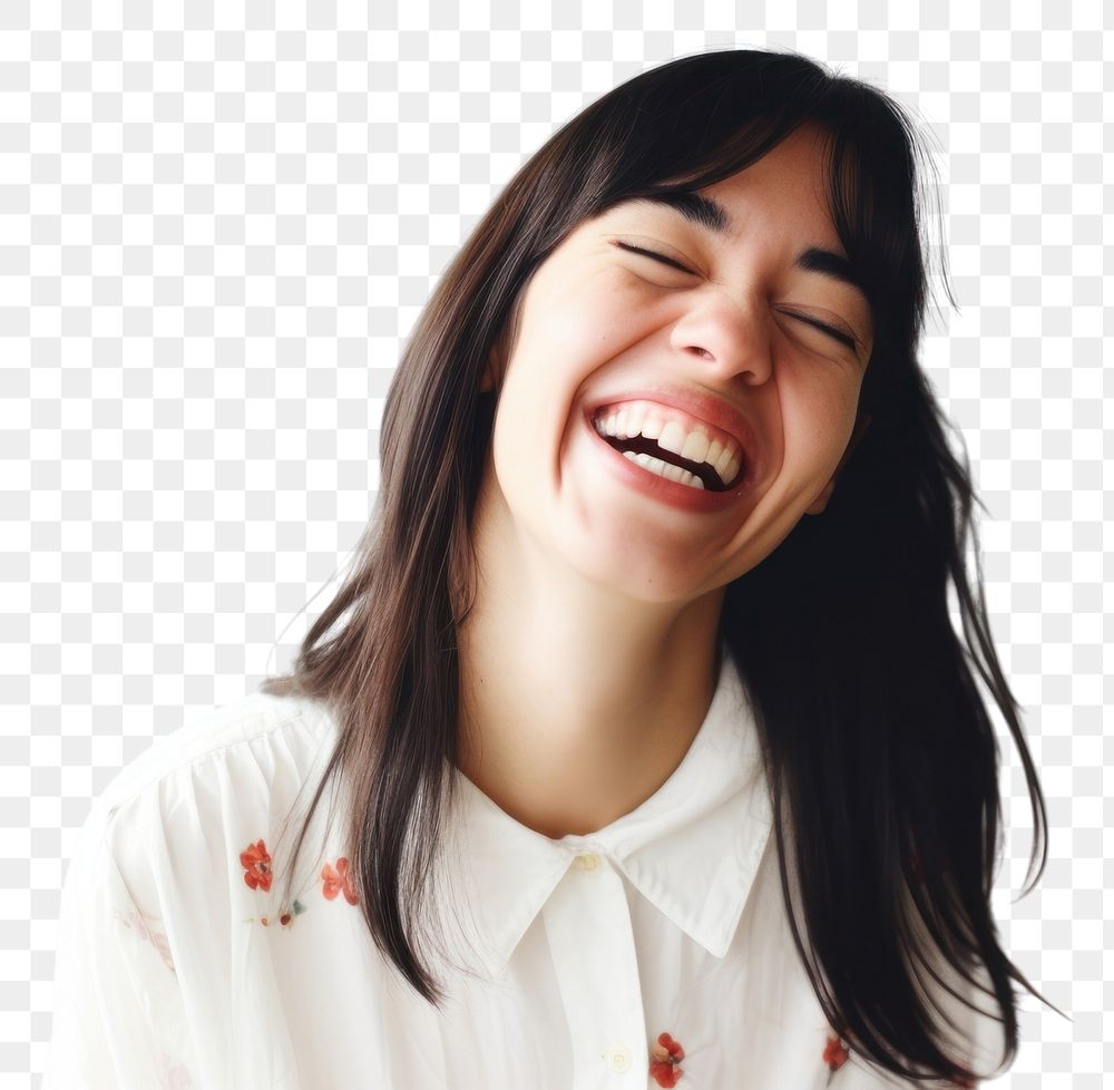 PNG Laughing blouse smile adult. AI generated Image by rawpixel.
