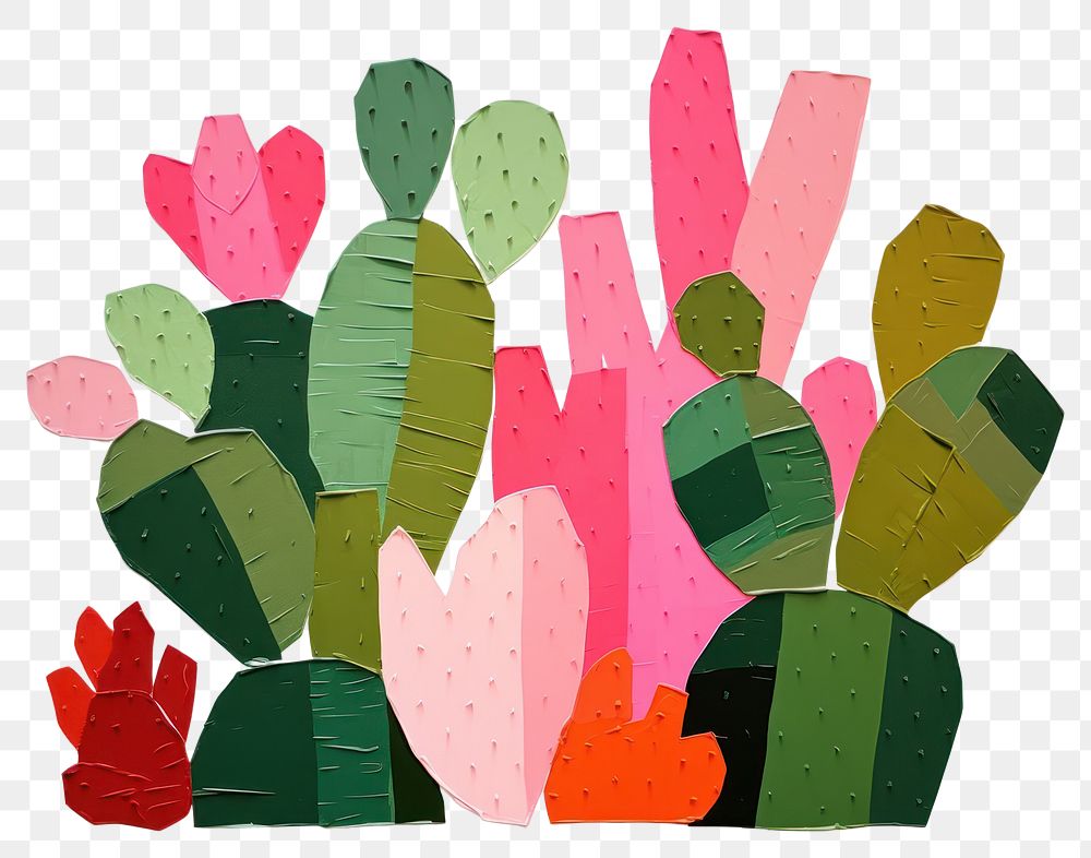 PNG Cactus art painting collage. 