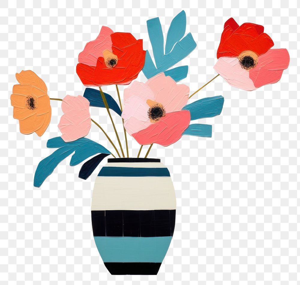 PNG Flower vase art painting. 