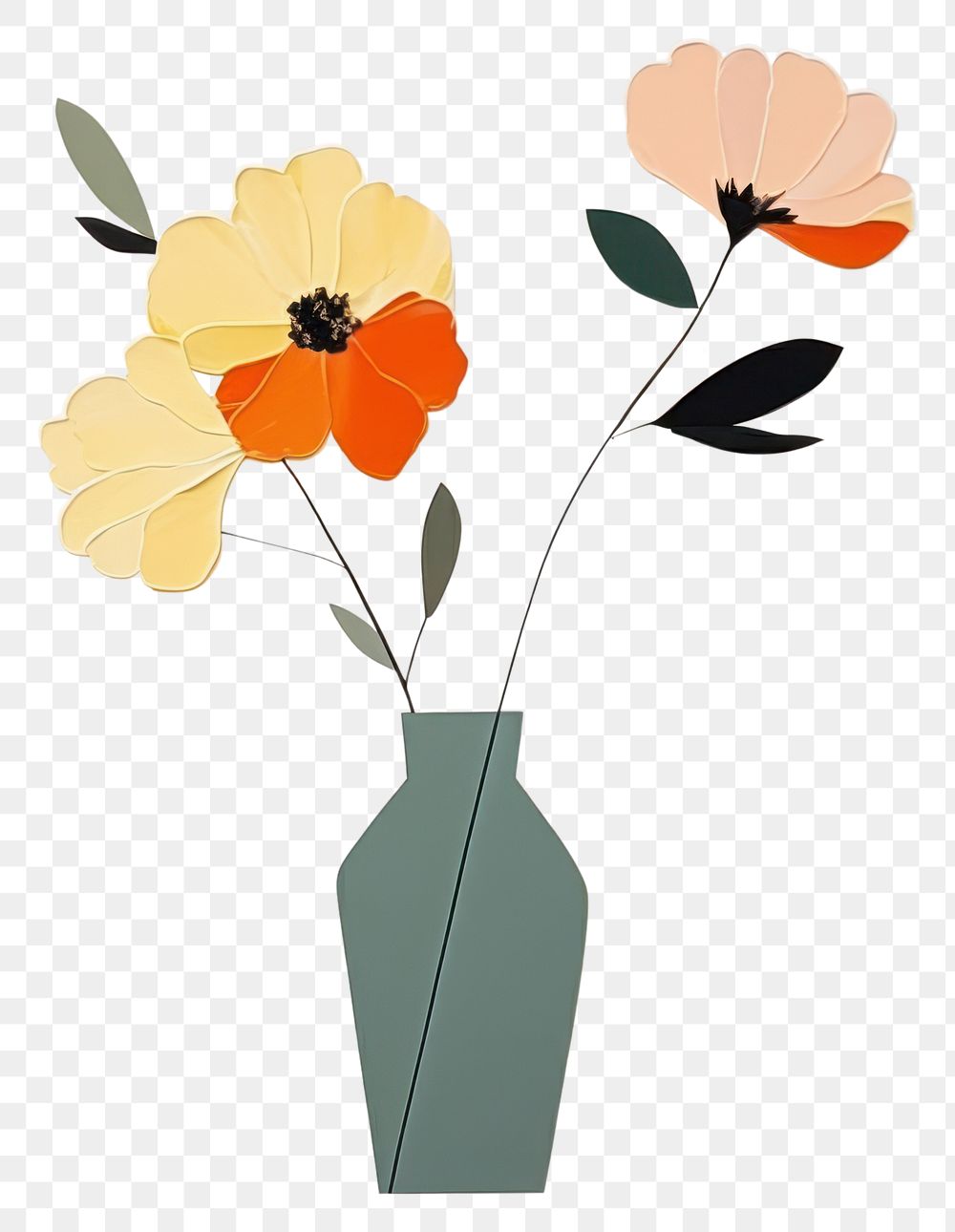 PNG Flower vase art painting. 