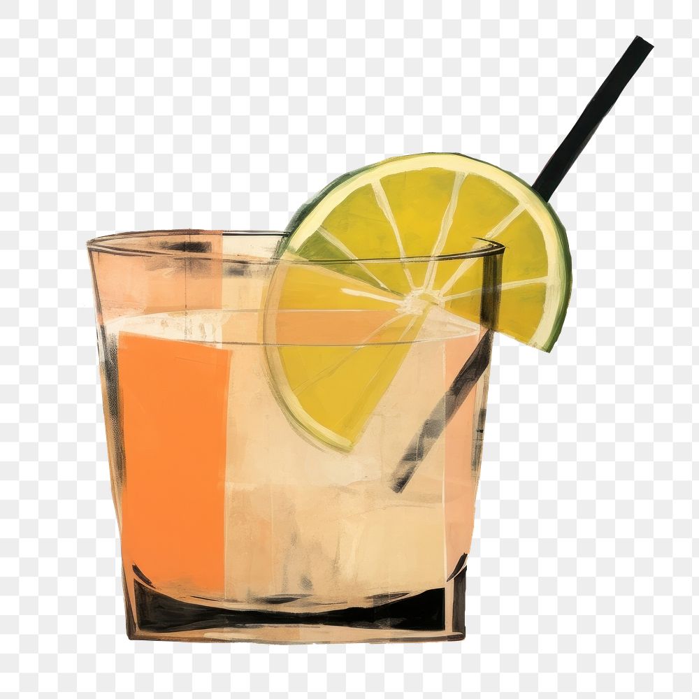 PNG Cocktail art lemonade drink. AI generated Image by rawpixel.