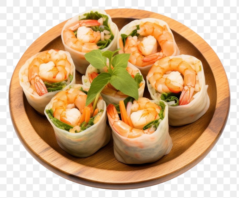 PNG Fresh spring roll dish seafood shrimp. AI generated Image by rawpixel.