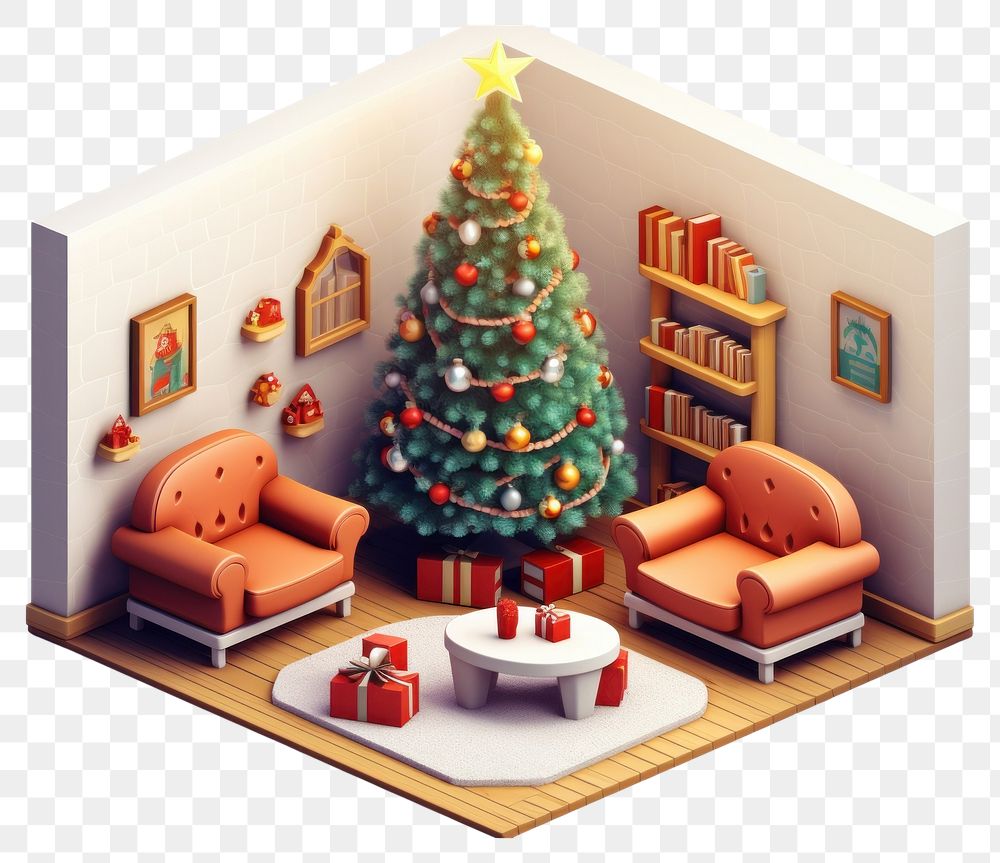 PNG Christmas architecture furniture cartoon. 