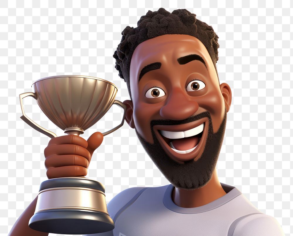 PNG Trophy portrait holding cartoon. AI generated Image by rawpixel.
