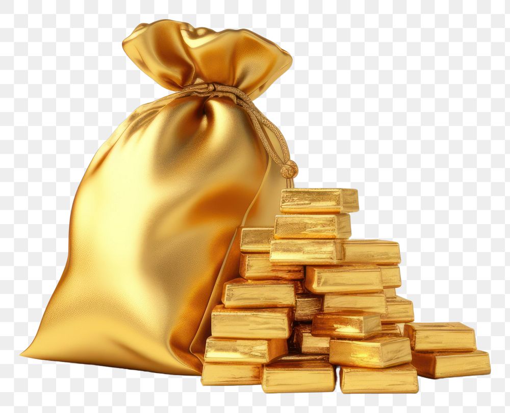 PNG Gold bars bag investment abundance. AI generated Image by rawpixel.