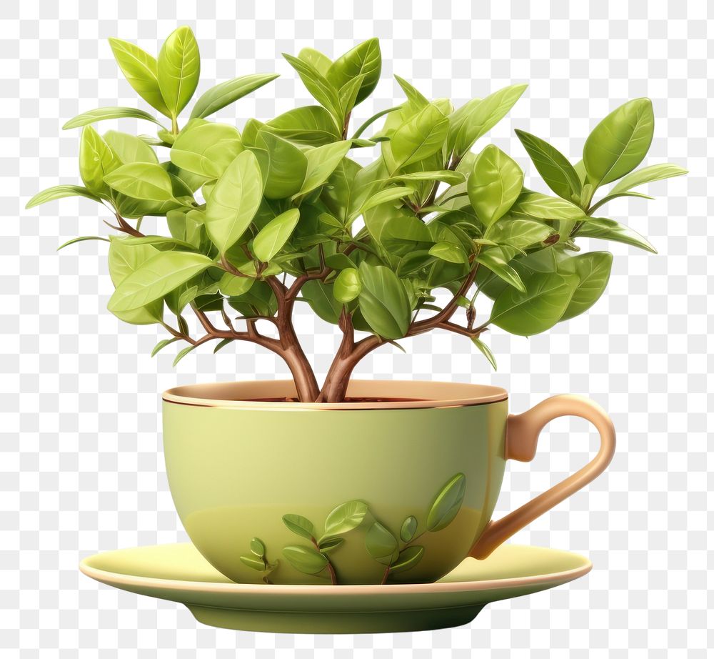 PNG Plant tea saucer drink. AI generated Image by rawpixel.