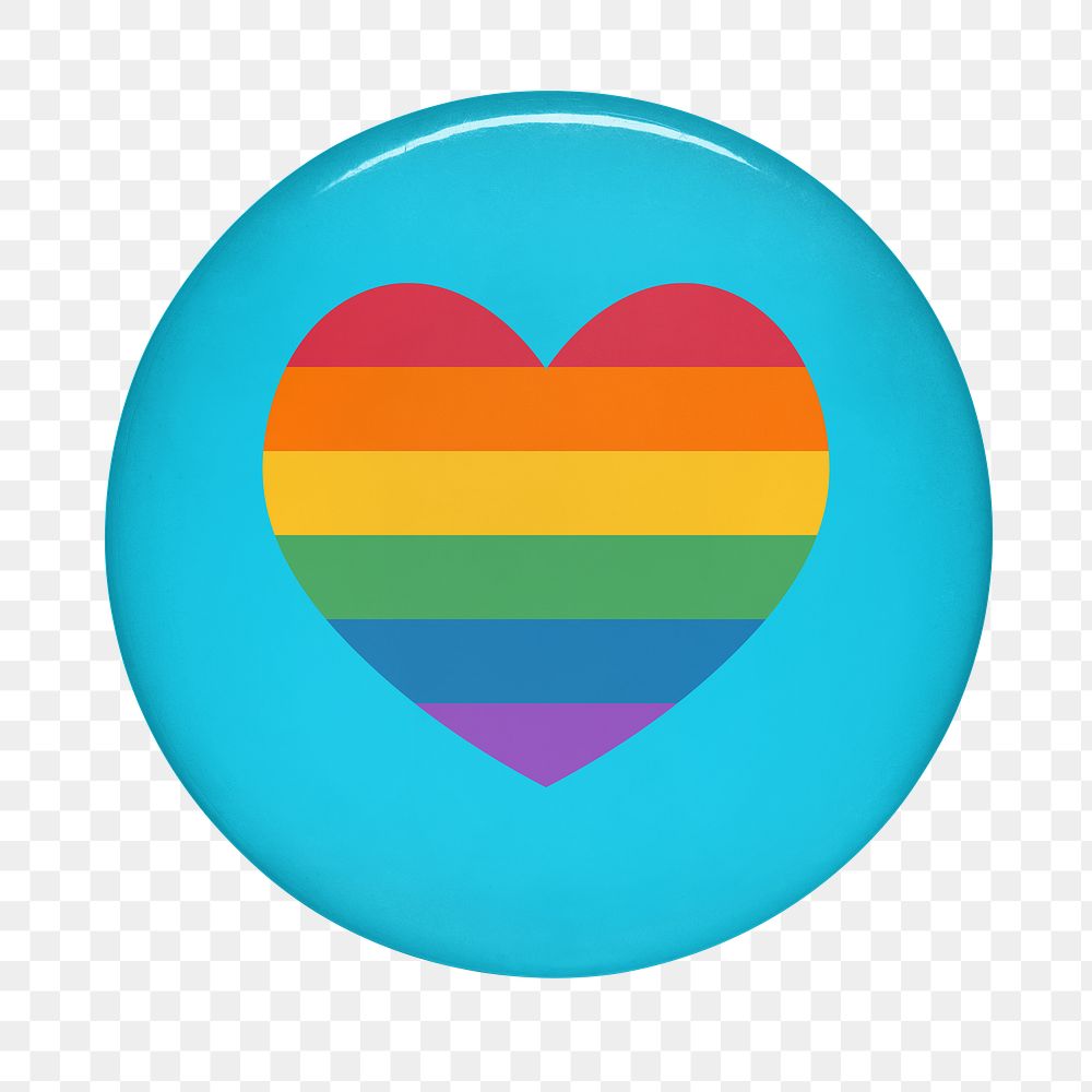 Pride rainbow heart png pin, transparent background