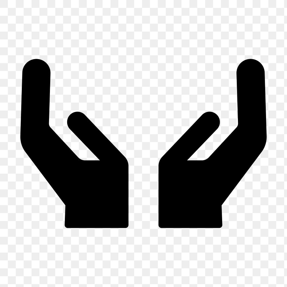 PNG raised cupped hands flat icon, transparent background