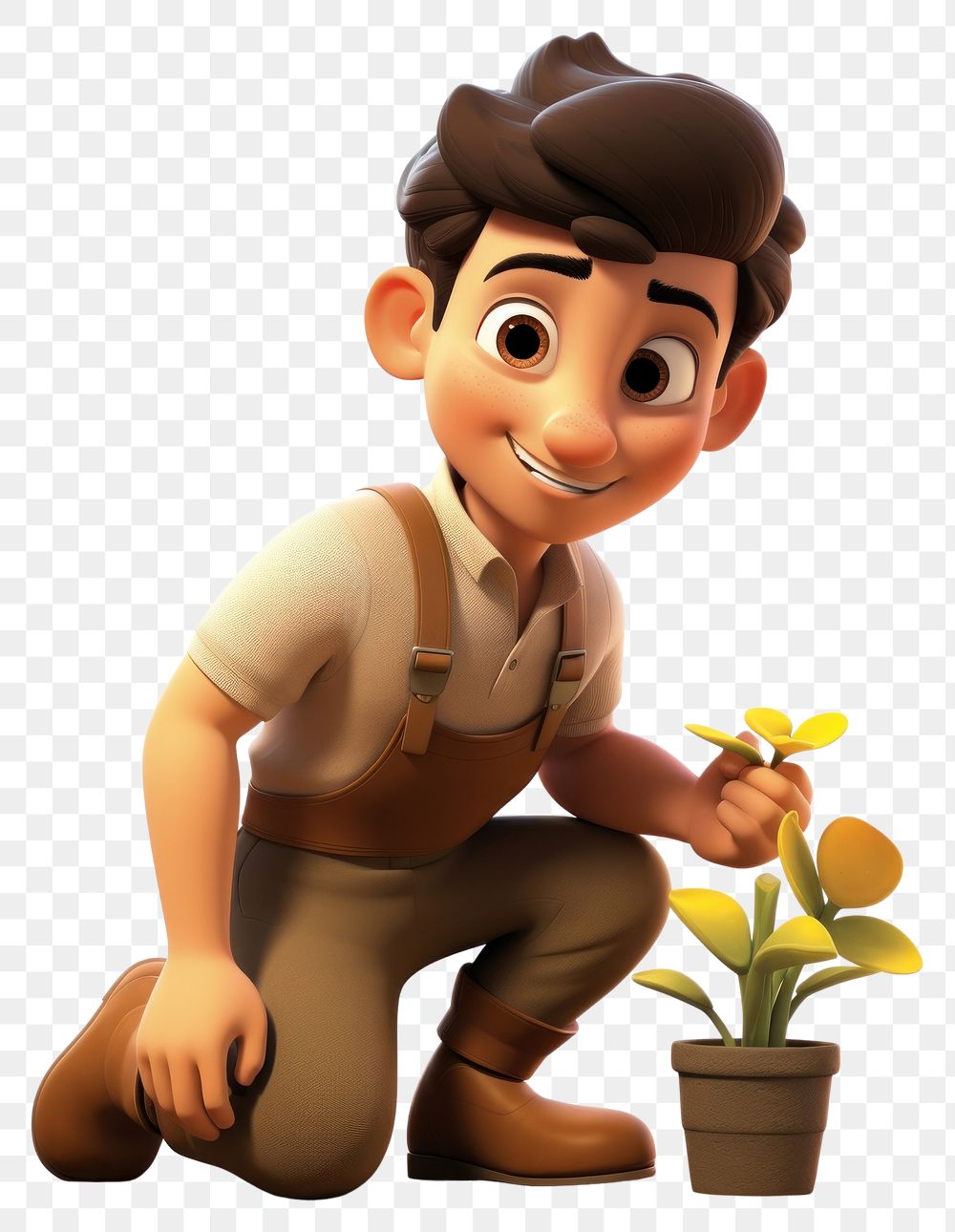 PNG Gardening cartoon flower plant. 