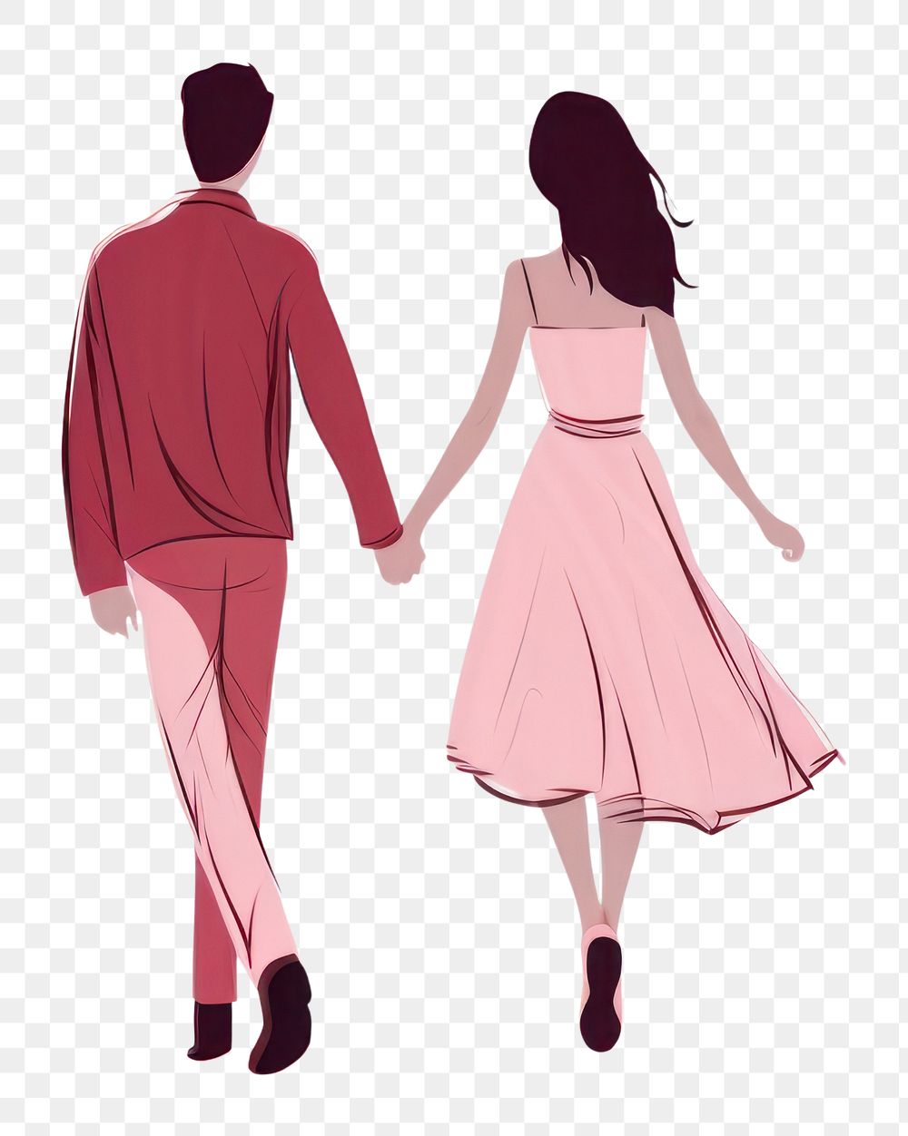 PNG Walking drawing adult love. AI generated Image by rawpixel.