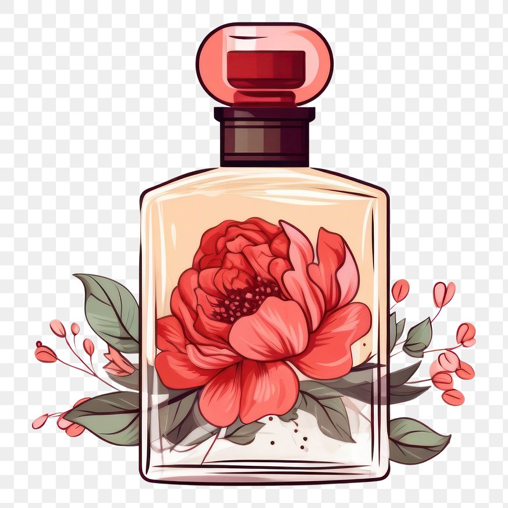 PNG Perfume bottle flower plant. AI generated Image by rawpixel.