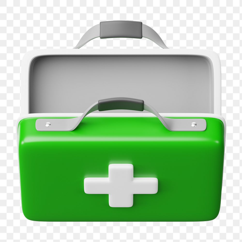 PNG 3D medical briefcase, element illustration, transparent background