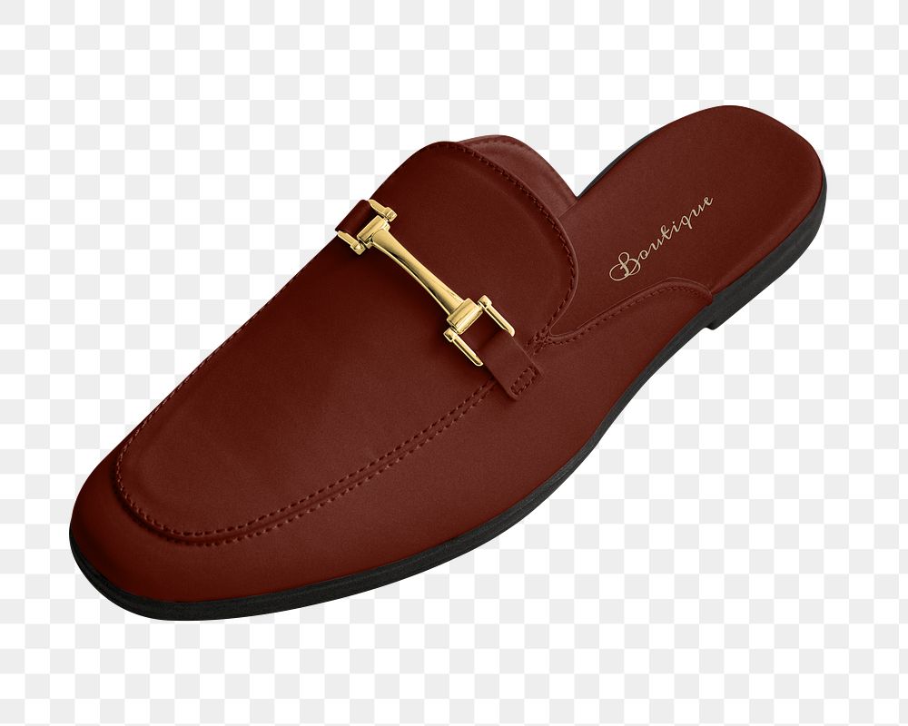 PNG Red slip-on half loafer shoes, transparent background