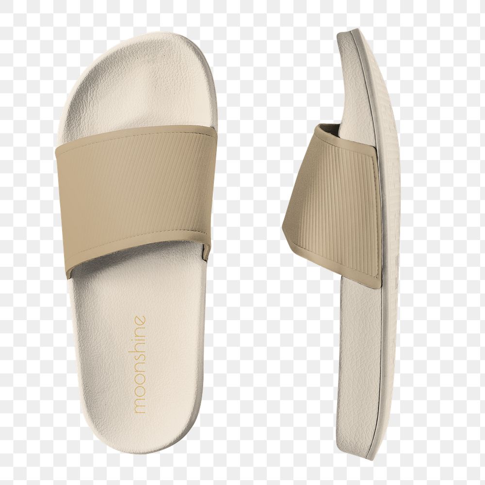 PNG Beige beach sandals, transparent background