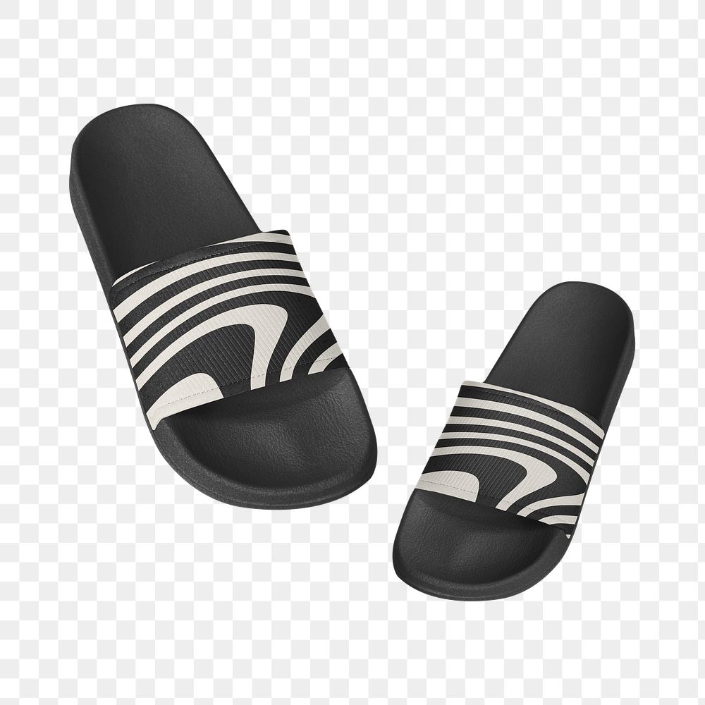 PNG Black beach sandals, transparent background