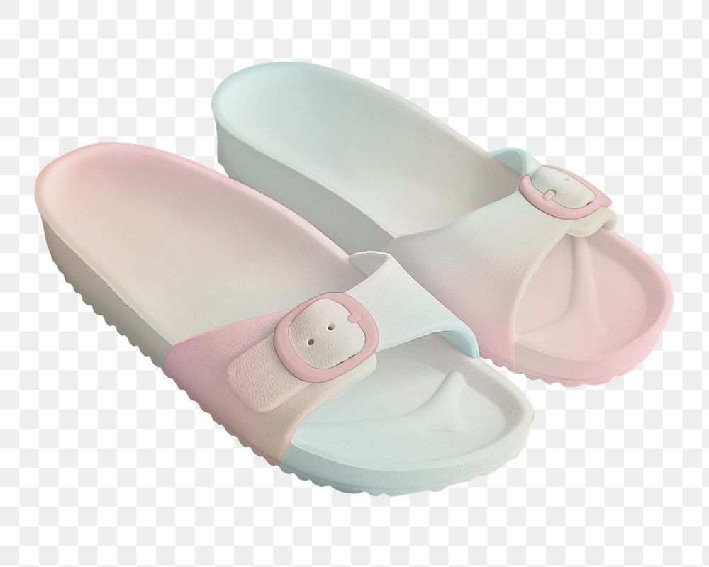 PNG Pastel gradient beach sandals, transparent background