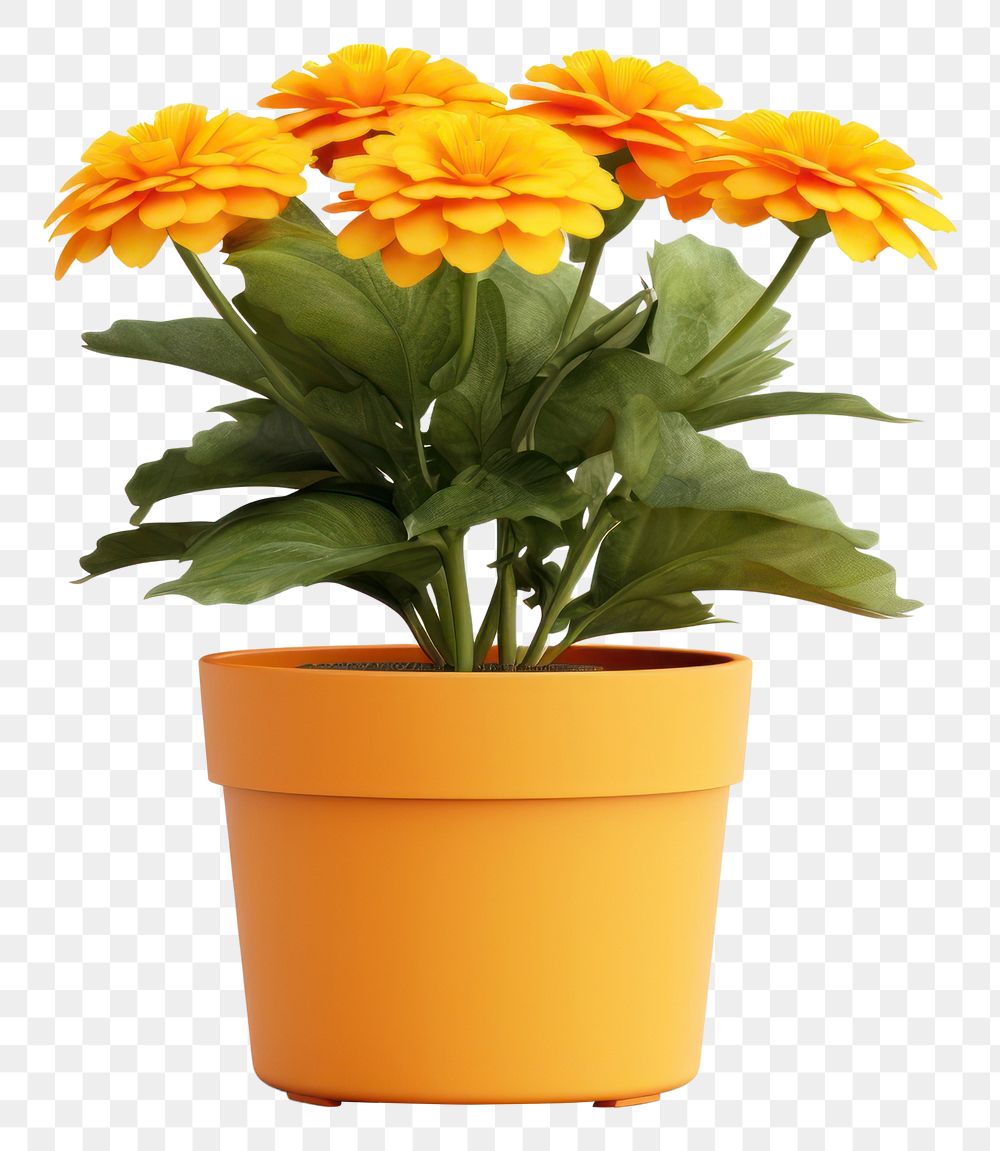 PNG Marigold flower plant pot. AI generated Image by rawpixel.