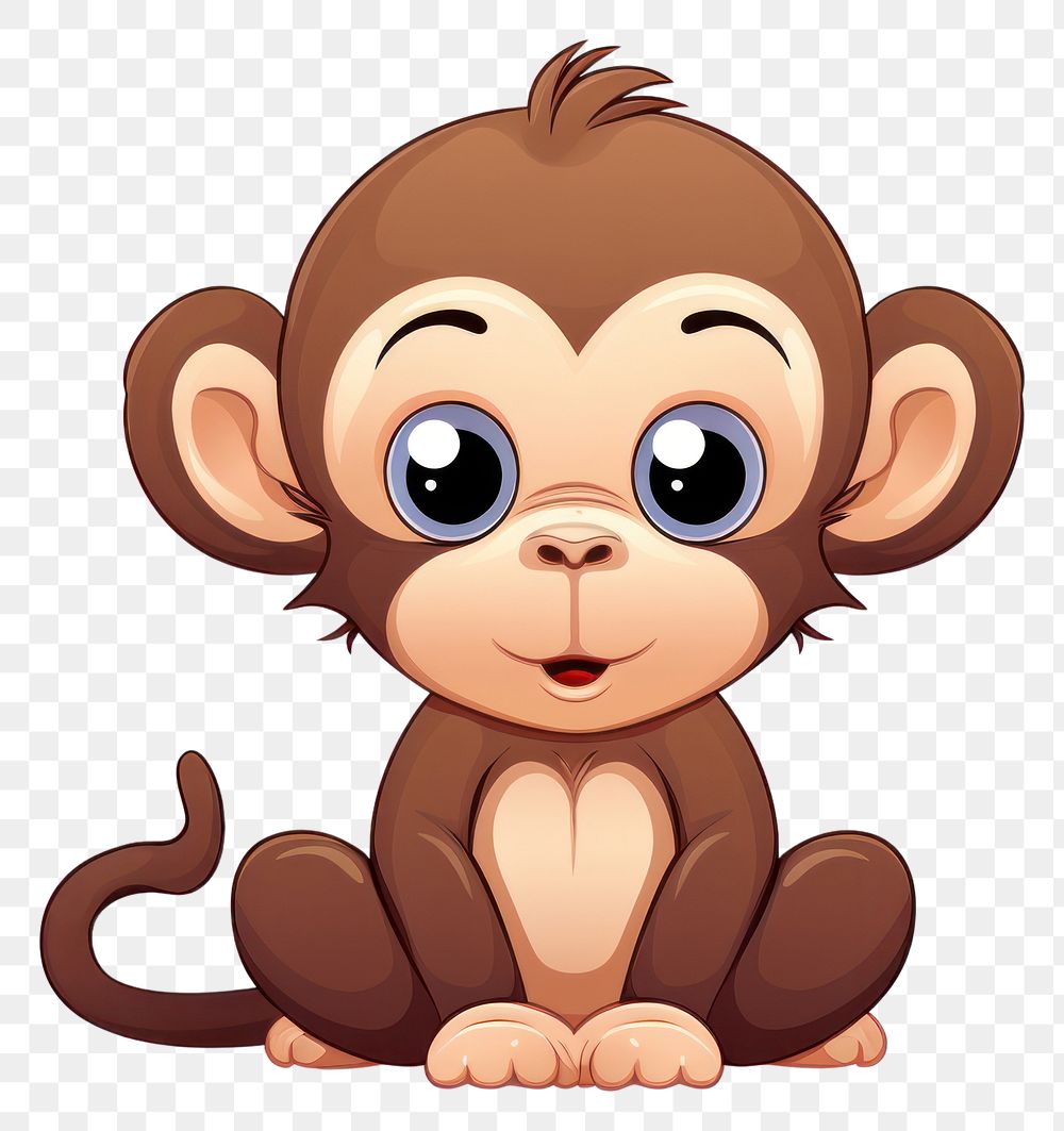 PNG Monkey cartoon wildlife sitting. AI generated Image by rawpixel.