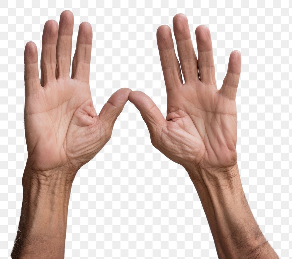 PNG Senior hands finger gesturing touching. 
