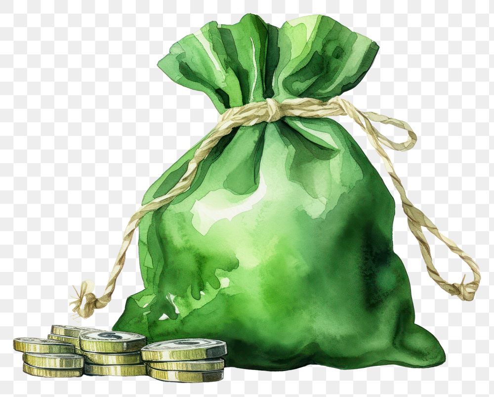 PNG Money bag green white background investment container. 