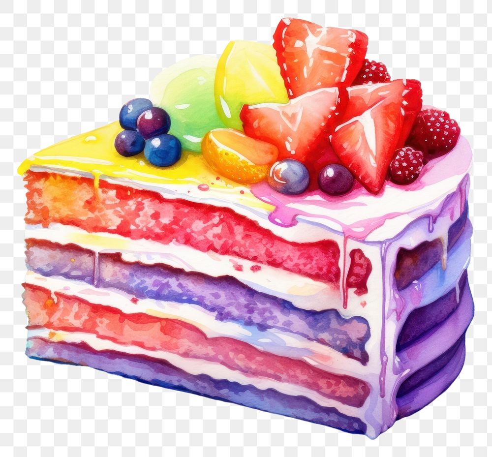 PNG Rainbow Cake cake raspberry blueberry. AI generated Image by rawpixel.