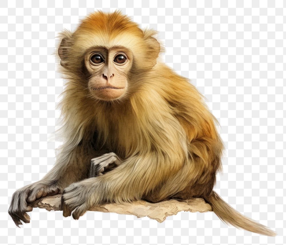 PNG  Monkey wildlife animal mammal. AI generated Image by rawpixel.