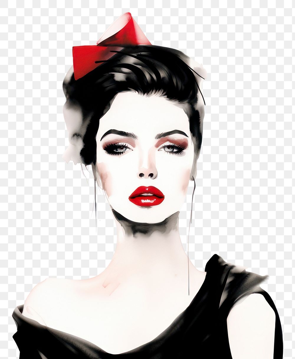 PNG Fashion woman portrait lipstick cartoon. AI generated Image by rawpixel.