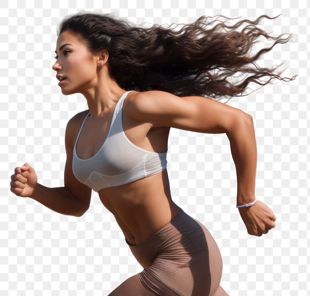 PNG Running jogging female adult. AI generated Image by rawpixel.