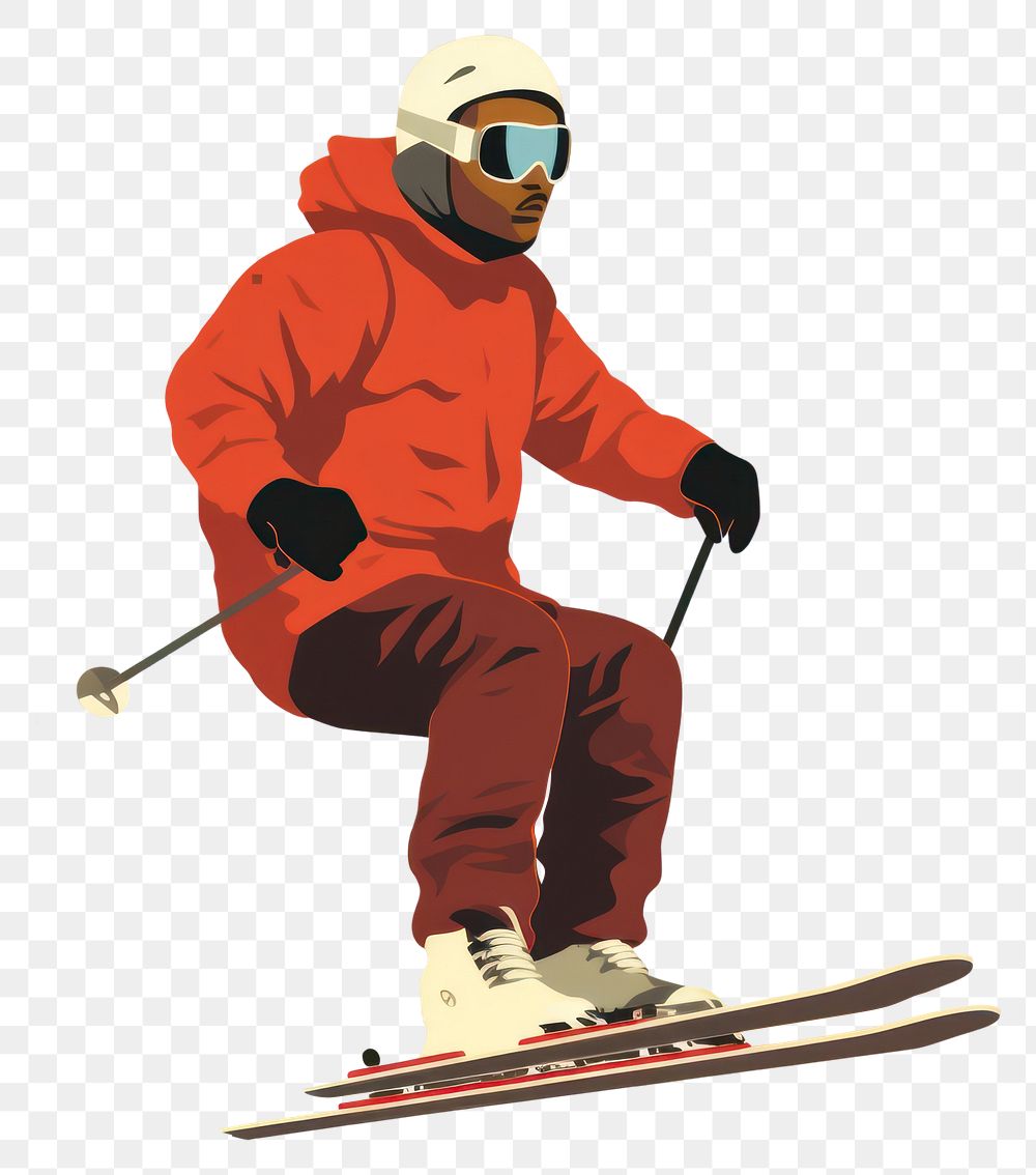 PNG Man playing skiing recreation sports snow. AI generated Image by rawpixel.
