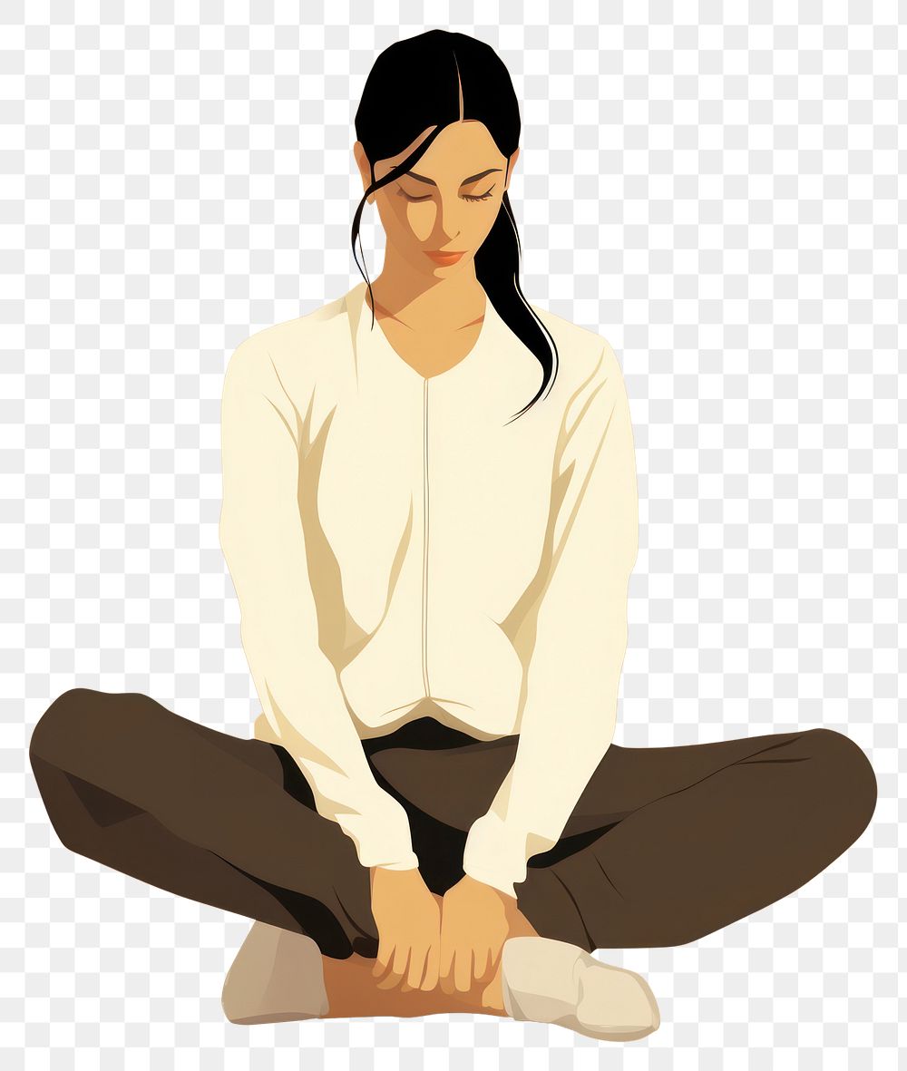 PNG Yoga sitting contemplation cross-legged. AI generated Image by rawpixel.