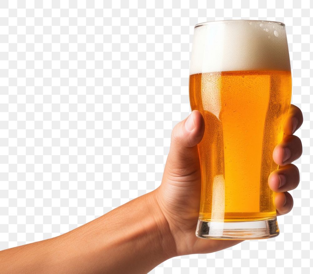 PNG  Glass beer holding drink. AI generated Image by rawpixel.