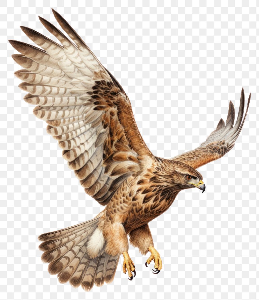 PNG Bird buzzard drawing animal. AI generated Image by rawpixel.