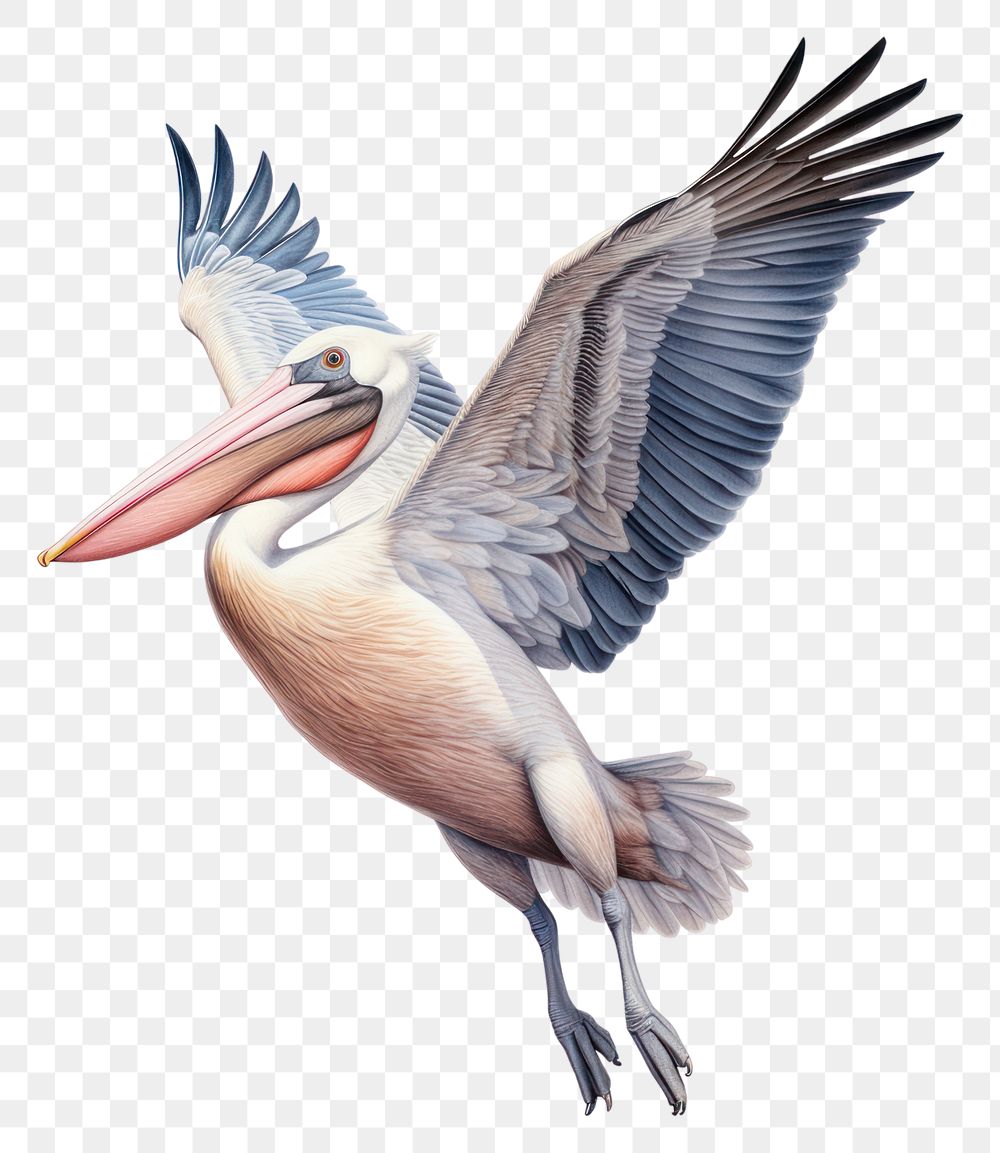PNG Bird pelican flying drawing. AI generated Image by rawpixel.