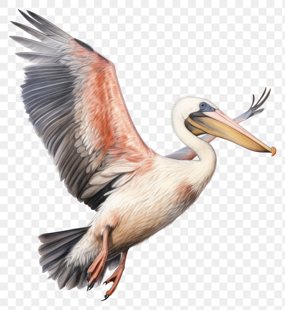 PNG Bird pelican drawing animal. AI generated Image by rawpixel.