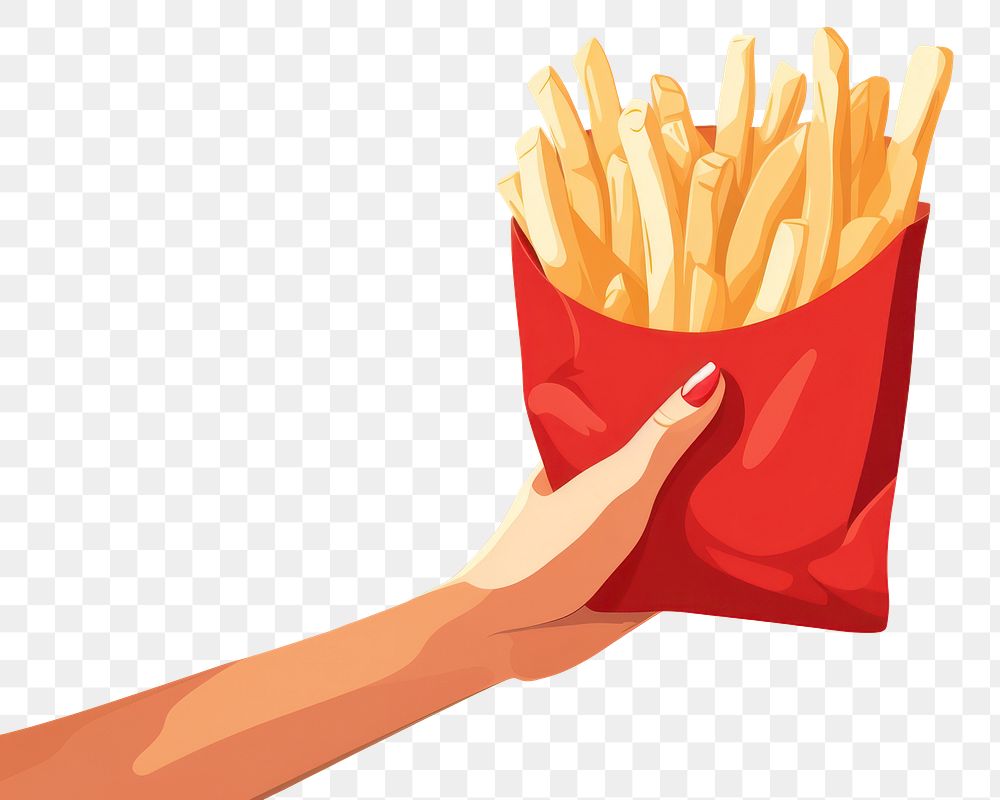 PNG French fries holding paper food. AI generated Image by rawpixel.